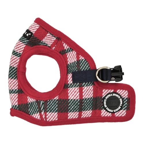Puppia Festive Vest Hundegeschirr, Step-in, warm, Winter, Karomuster für kleine und mittelgroße Hunde, Rot, Größe L Puppia Festive Vest Hundegeschirr, Step-in, warm, Winter, Karomuster für kleine und mittelgroße Hunde, Rot, Größe L von Puppia