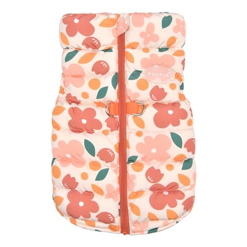 Puppia Hibiskus Hundepullover Wintersaison, integriertes Geschirr für kleine und mittelgroße Hunde, Orange, Größe L von Puppia