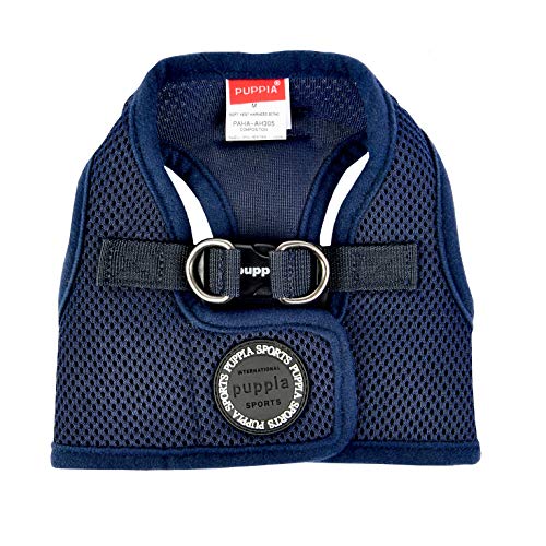 Puppia Hundegeschirr für kleine und mittelgroße Hunde - weiche Weste in vielen Farben - Auch als Welpengeschirr verwendbar -Antizuggeschirr für Hunde, Navy, L von Puppia