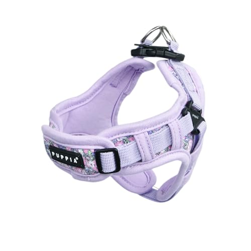 Puppia Kealoha Hundegeschirr, X, modisches Blumenmuster, Frühling und Sommer, Geschirr für kleine und mittelgroße Hunde, Violett, Größe L von Puppia