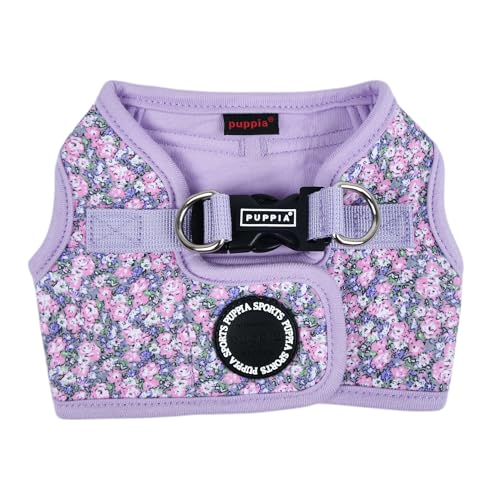 Puppia Kealoha Hundegeschirr B (Step-in), modisches Blumenmuster, Frühling und Sommer, Geschirr für kleine und mittelgroße Hunde, Violett, Größe XL von Puppia