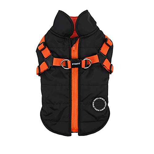 Puppia Hochwertiger Hundemantel für kleine Hunde und mittelgroße Hunde - wasserdicht und mit Fleece gefüttert für angenehme Wärme - Hundemantel mit Geschirr, Schwarz-Orange, M, PAPD-VT1366-BO-M Puppia Hochwertiger Hundemantel für kleine Hunde und mittelgroße Hunde - wasserdicht und mit Fleece gefüttert für angenehme Wärme - Hundemantel mit Geschirr, Schwarz-Orange, M, PAPD-VT1366-BO-M von Puppia