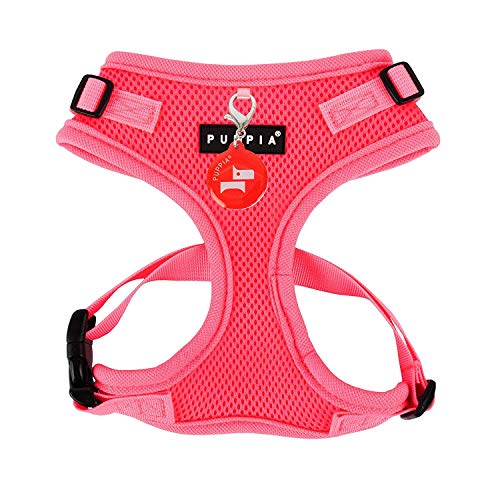 Puppia Neon Hundegeschirr für kleine bis mittelgroße Hunde - verstellbar und sehr weich - Auch als Welpengeschirr verwendbar -Antizuggeschirr für Hunde, Pink, M von Puppia