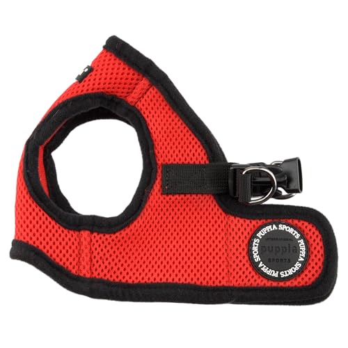 Puppia Hundegeschirr für kleine und mittelgroße Hunde - weiche Weste in vielen Farben - Auch als Welpengeschirr verwendbar -Antizuggeschirr für Hunde, Rot, XL von Puppia