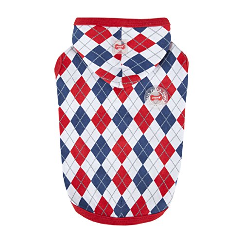 Puppia PAQA-TS1410 Hunde T-Shirt, Argyle Hood II, rot, X-Large von Puppia