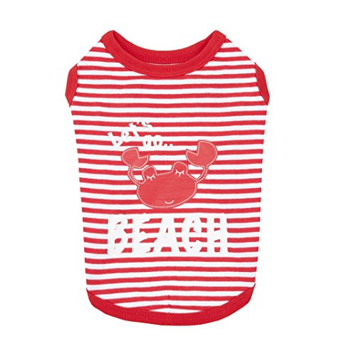 Puppia PAQA-TS1411 Hunde T-Shirt, Beach Party, rot, Medium von Puppia