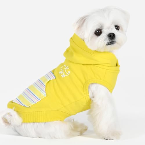 Puppia PHIDEAUX Hunde-Kapuzenshirt für Frühjahr/Sommer, trendig, modisch, niedlich, gelb, Größe L von Puppia