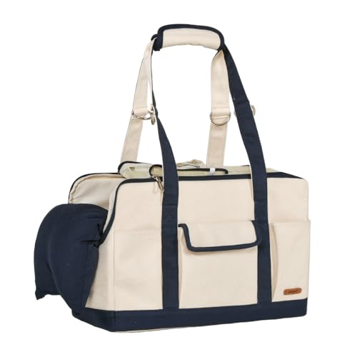 Puppia Sailorpup Hundetragetasche für kleine Hunde bis zu 10 kg, sichere Gurt-Clips, Marineblau von Puppia