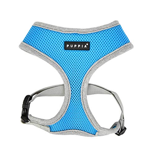 Puppia Weiches Hundegeschirr für kleine und mittelgroße Hunde - sehr komfortabel und verstellbar Soft Harness II A Himmel Blau S von Puppia