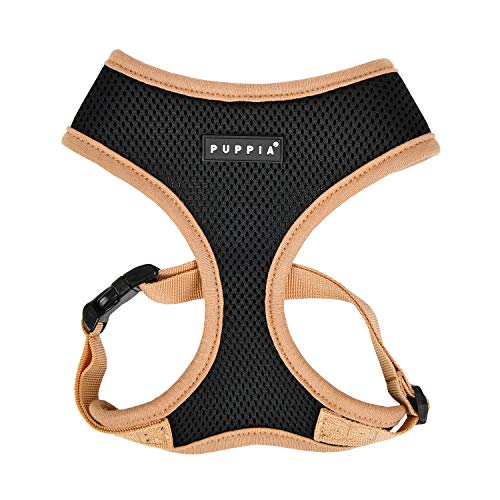 Puppia Soft Harness II - Weiches Hundegeschirr für kleine und mittelgroße Hunde - sehr komfortabel und verstellbar, Schwarz, S von Puppia