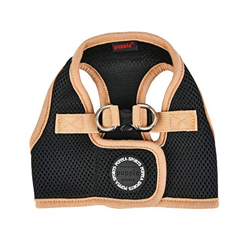 Puppia Soft Harness II - Weiches Westengeschirr für kleine und mittelgroße Hunde - sehr komfortabel und leicht anzuziehen, Schwarz, S, PUHB1770BKS von Puppia