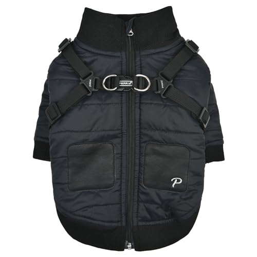 Puppia Stratus Hundepullover Wintersaison, integriertes Geschirr für kleine und mittelgroße Hunde, Schwarz, Größe M Puppia Stratus Hundepullover Wintersaison, integriertes Geschirr für kleine und mittelgroße Hunde, Schwarz, Größe M von Puppia
