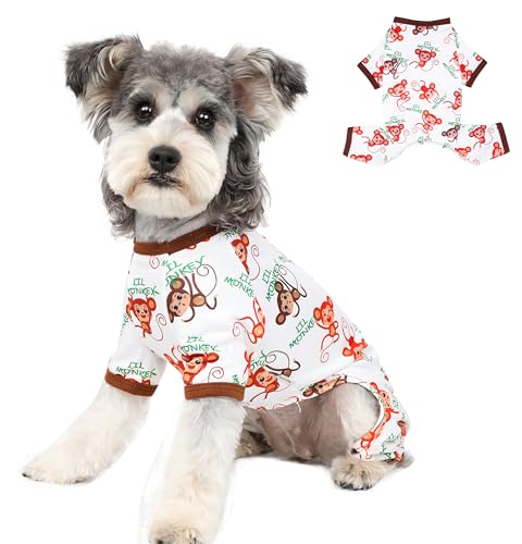 Hunde-Pyjama, Frühlings- und Sommer-Hundekleidung für kleine und mittelgroße Hunde, Mädchen, Jungen, niedlich, weich, Welpen-Schlafanzug, Einteiler, Katze, Haustier-Jammies-Outfit (Braun, XL) von Puppishy