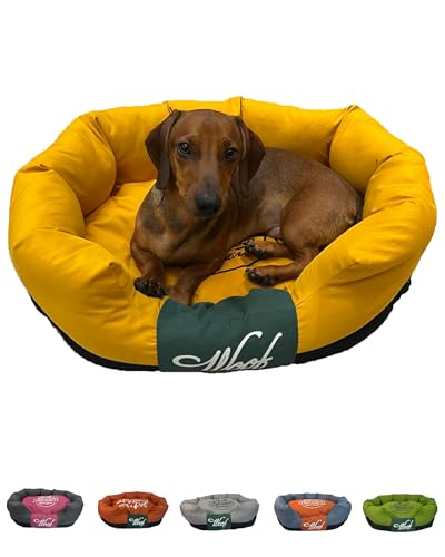 Pupply, Hundebett – Weiches und strapazierfähiges Hundebett für kleine und mittelgroße Hunde – bequemes, waschbares und stilvolles Kissen – ideal für tiefen Schlaf und Entspannung (Gelb, M) von Pupply