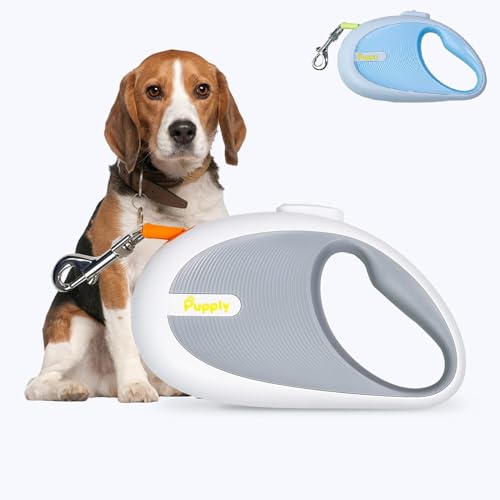 Pupply, Retraktierbare Hundeleine, ausziehbar bis 3 Meter mit Pausentaste, langlebig, ohne Verwicklungen, mit bequemem Griff. Geeignet für kleine und mittelgroße Hunde und Katzen bis 15 kg. (Grau) von Pupply
