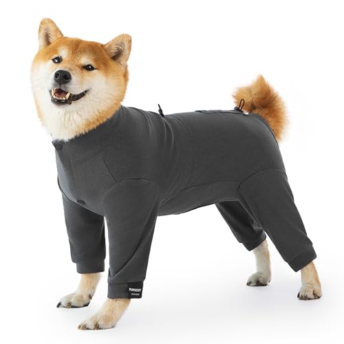 Hunde-Einteiler aus Fleece, für den Winter, für kleine, mittelgroße und große Hunde, dehnbar, für kaltes Wetter, Haustierwärmer, Overall, Welpen, Einteiler, leicht, grau, Größe L Hunde-Einteiler aus Fleece, für den Winter, für kleine, mittelgroße und große Hunde, dehnbar, für kaltes Wetter, Haustierwärmer, Overall, Welpen, Einteiler, leicht, grau, Größe L von Pupsooft