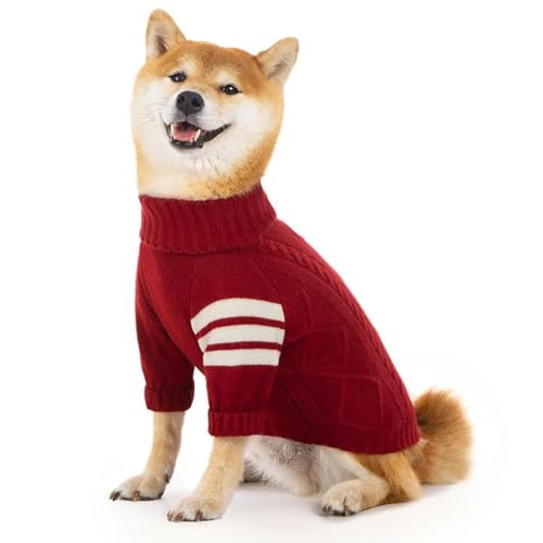 Hundepullover, klassischer Rollkragenpullover, für kaltes Wetter, für kleine, mittelgroße und große Hunde, Winter-Outfit, Haustierbekleidung, Rot, Größe XL Hundepullover, klassischer Rollkragenpullover, für kaltes Wetter, für kleine, mittelgroße und große Hunde, Winter-Outfit, Haustierbekleidung, Rot, Größe XL von Pupsooft