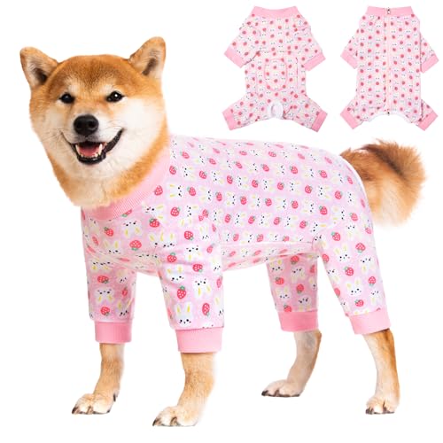 Pupsooft Hunde-Genesungsanzug für kleine, mittelgroße und große Hunde, Haustier-Einteiler nach Operationen, Komfort-Hunde-Body, Anti-Lecken (Größe XL, rosa Hase) von Pupsooft