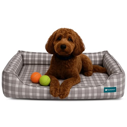 Pupstilo Hundebetten, Haustierbett mit Seiten, rutschfeste Unterseite, waschbar, Grau kariert, Größe M Pupstilo Hundebetten, Haustierbett mit Seiten, rutschfeste Unterseite, waschbar, Grau kariert, Größe M von Pupstilo