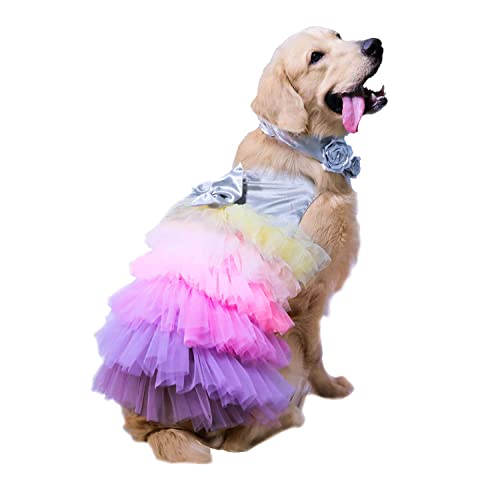 Puptail Hundekleid mit schöner Schleife, Welpenkleid, Haustierbekleidung, Hundekleidung für kleine und große Hunde und Katzen, Größe M, mehrfarbig von Puptail