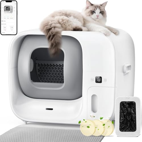 Automatische selbstreinigende Katzentoilette – Selbstverpackung ohne Kontakt, Anti-Fuit 360° & geruchshemmend, 7 Sensoren TÜV-Sicherheit, App-Steuerung für mehrere Katzen, selbstreinigende Automatische selbstreinigende Katzentoilette – Selbstverpackung ohne Kontakt, Anti-Fuit 360° & geruchshemmend, 7 Sensoren TÜV-Sicherheit, App-Steuerung für mehrere Katzen, selbstreinigende von PuraLuce