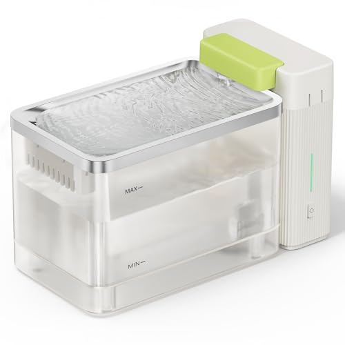 PuraLuce A3Lite Katzenbrunnen Edelstahl für Katzen mit Filter, 3,3L – Ultra-Leise (<25 dB), 3-Fach-Filtration, Wasserstandsalarm, Tastenbedienung ITE Katzenbrunnen mit Ultrafilter, Weiß von PuraLuce