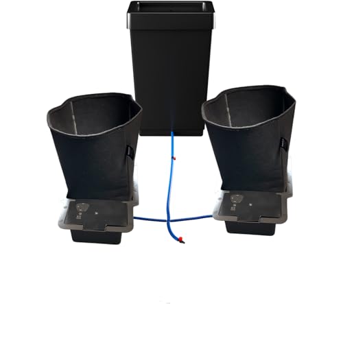 PuraPlants Bewässerungssystem mit AutoPot 1Pot-Komponenten und 15 Liter Feltpot Stofftöpfen - stromloses Grow-System für 2/3/4/6 Pflanzen – AquaValve5, Schläuche & Zubehör (2Pot) von PuraPlants