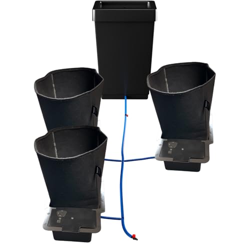 PuraPlants Bewässerungssystem mit AutoPot 1Pot-Komponenten und 15 Liter Feltpot Stofftöpfen - stromloses Grow-System für 2/3/4/6 Pflanzen – AquaValve5, Schläuche & Zubehör (3Pot) von PuraPlants