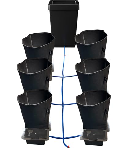 PuraPlants Bewässerungssystem mit AutoPot 1Pot-Komponenten und 15 Liter Feltpot Stofftöpfen - stromloses Grow-System für 2/3/4/6 Pflanzen – AquaValve5, Schläuche & Zubehör (6Pot) von PuraPlants