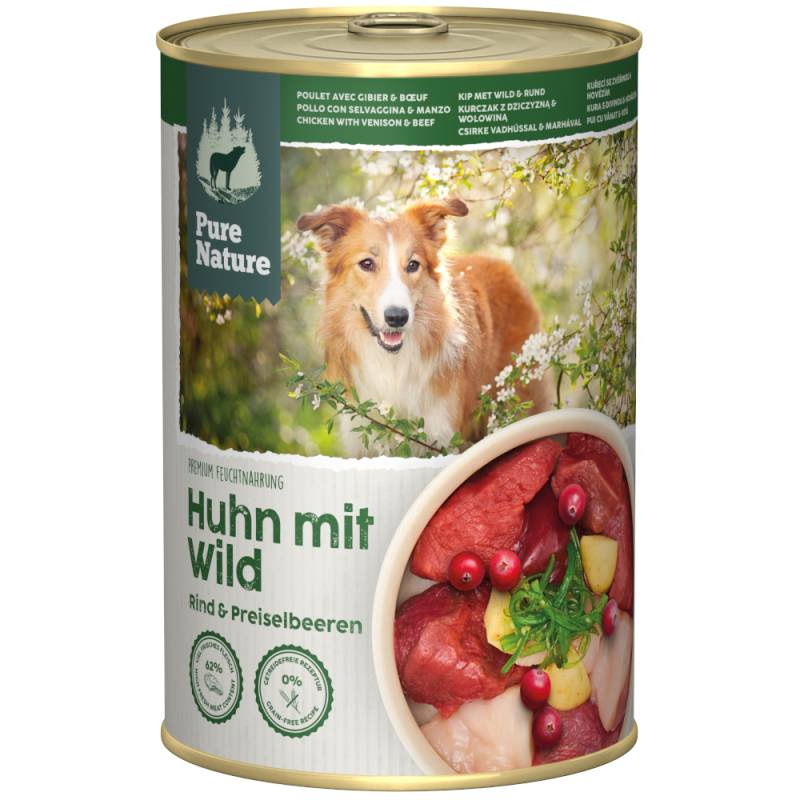 Pure Nature Adult 6 x 400 g - Huhn mit Wild & Rind von Pure Nature