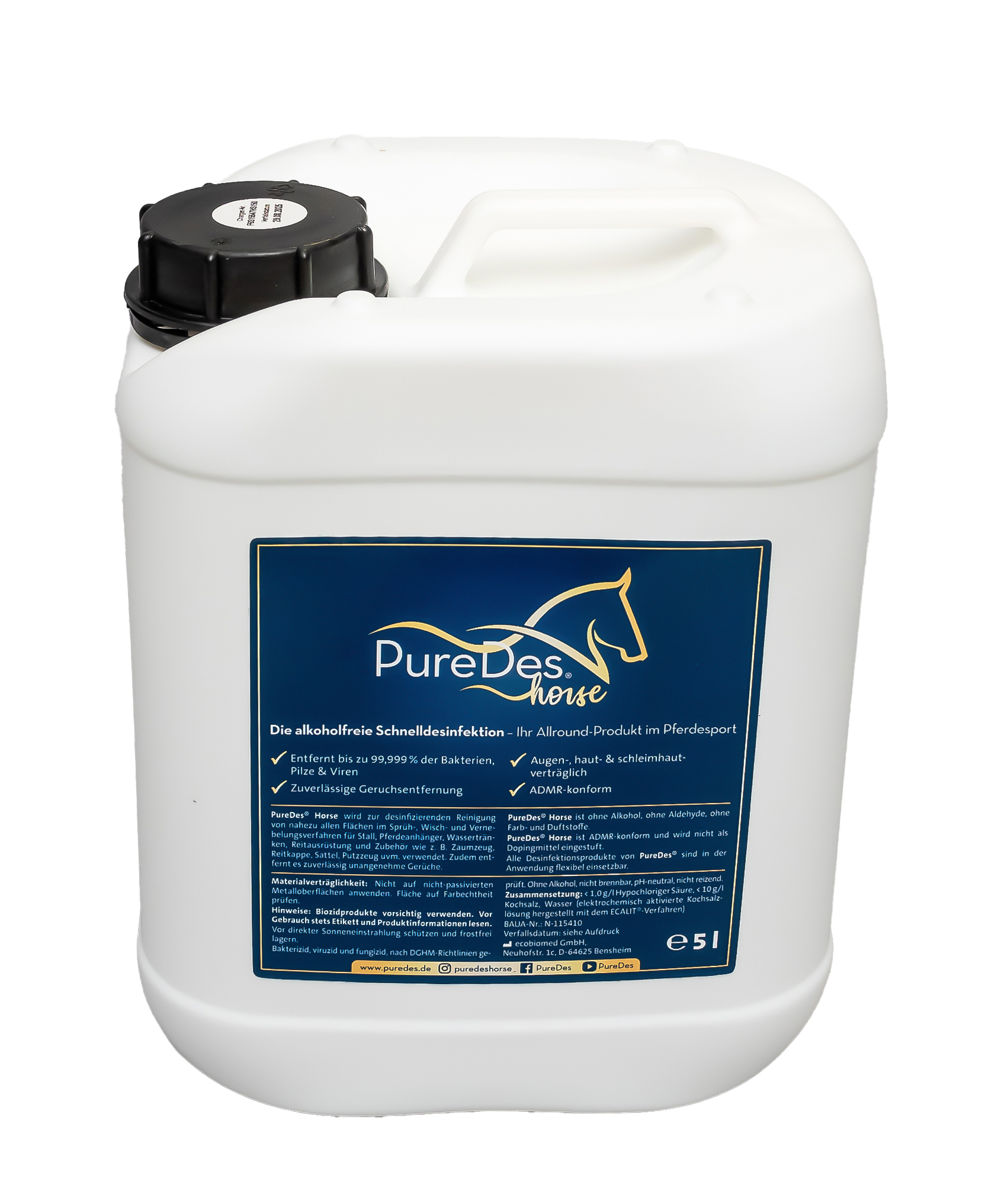 PureDes Horse Desinfektionsmittel 5L Kanister Alkoholfreie Schnelldesinfektion für Pferd, Futter & Zubehör PureDes Horse Desinfektionsmittel 5L Kanister Alkoholfreie Schnelldesinfektion für Pferd, Futter & Zubehör von PureDes