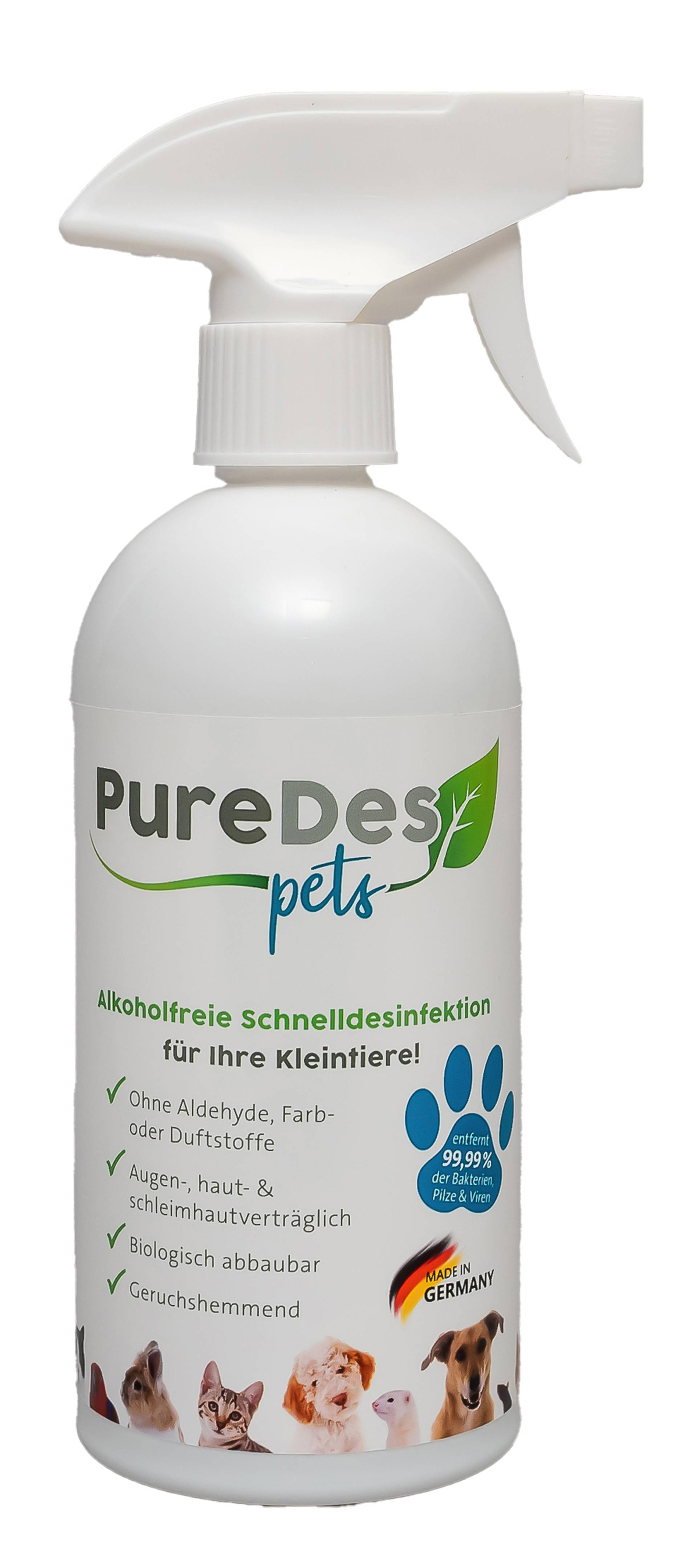PureDes Pets Desinfektionsmittel 500ml Alkoholfreie Schnelldesinfektion für Haustiere, Futter & Zubehör PureDes Pets Desinfektionsmittel 500ml Alkoholfreie Schnelldesinfektion für Haustiere, Futter & Zubehör von PureDes