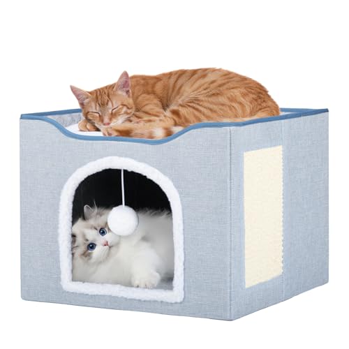 PureWags Katzenwürfelhaus mit wendbaren Kissen und flauschigem Ball, faltbar, großes Höhlenbett für Hauskatzen, Kaninchen und Welpen, 41,9 x 41,5 x 33 cm PureWags Katzenwürfelhaus mit wendbaren Kissen und flauschigem Ball, faltbar, großes Höhlenbett für Hauskatzen, Kaninchen und Welpen, 41,9 x 41,5 x 33 cm von PureWags