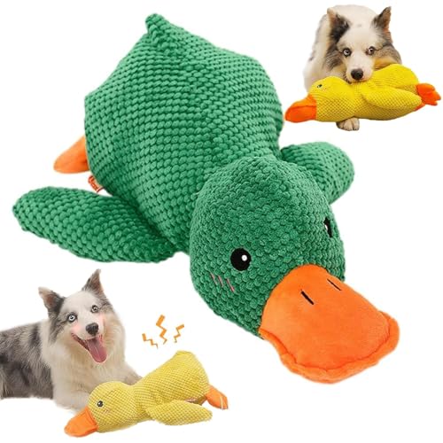 Pureadee Mellow Dog Beruhigendes Entenspielzeug – Quackgeräusch für den Innenbereich (grün) von Pureadee