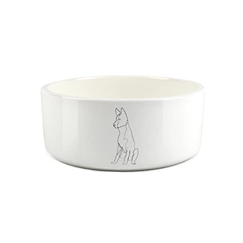 Border Collie Futternapf für Hunde, groß, feine Linienzeichnung, Keramik, Weiß von Purely Home