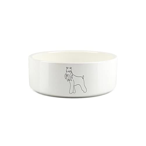 Miniatur-Schnauzer-Futternapf für Hunde, klein, feine Linienzeichnung, Keramik, Weiß von Purely Home