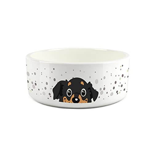 Peeping Dog Futternapf für Hunde, groß, Keramik, Weiß von Purely Home