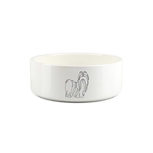 Shih-Tzu Futternapf für Hunde, klein, feine Linienzeichnung, Keramik, Weiß von Purely Home