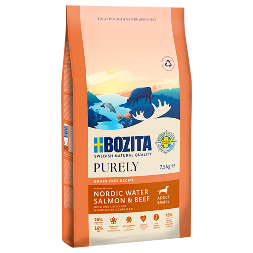 7,5 kg / 11 kg Bozita Dog Purely Grain Free zum Sonderpreis! - 7,5 kg Adult Small Lachs & Rind von Purely