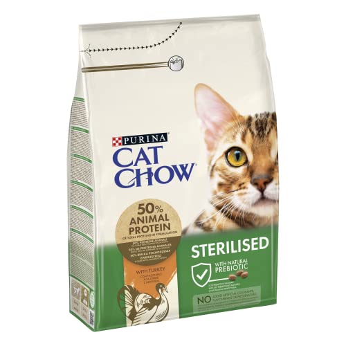 PURINA CAT CHOW Erwachsene sterilisiert – reich an Truthahn – 3 kg – Trockenfutter für ausgewachsene Katzen von Purina Cat Chow