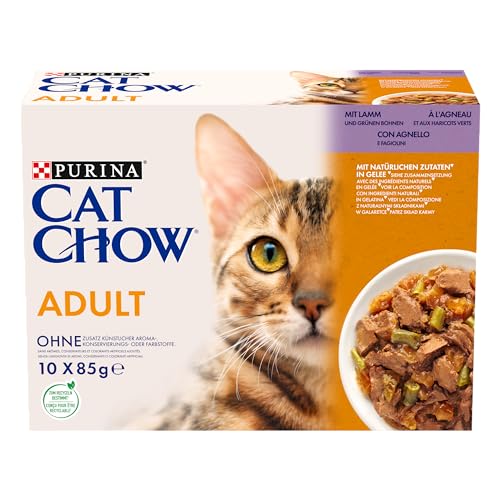 PURINA CAT CHOW | Katze für Erwachsene | Lunchbeutel | Lamm und grüne Bohnen in Soße | 10 x 85 g | Box PURINA CAT CHOW | Katze für Erwachsene | Lunchbeutel | Lamm und grüne Bohnen in Soße | 10 x 85 g | Box von Purina Cat Chow