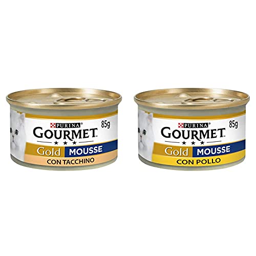 Purina Gourmet Gold Feuchtigkeit Katzen-Mousse mit Truthahn, 24 Dosen à 85 g, 24 x 85 g & Katzennahrung, Mousse mit Huhn, Packung mit 24 Dosen mit jeweils 85 g von Purina Gourmet Gold