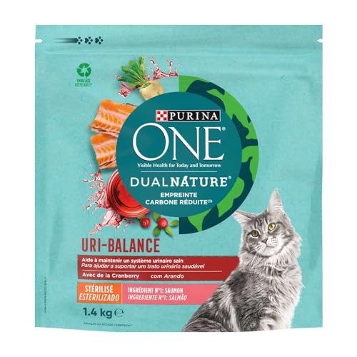 PURINA ONE DualNature Uri-Balance Trockenfutter mit Cranberry und Lachs für ausgewachsene Katzen, sterilisiert | Beutel mit 1,4 kg von PURINA ONE