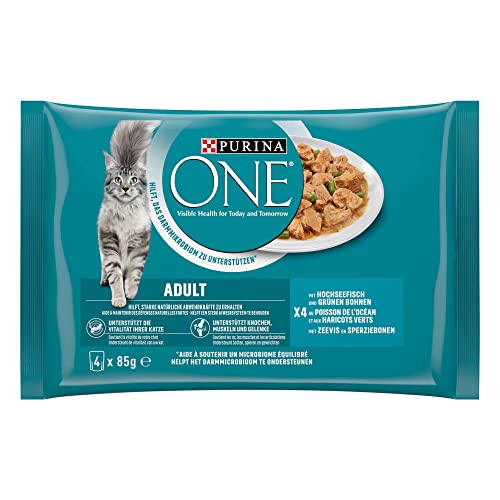 PURINA ONE Adult Katzenfutter nass, zarte Stückchen in Sauce mit Hochseefisch, 12er Pack (12 x 4 à 85g) von Purina ONE