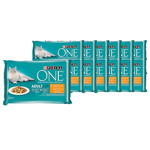 PURINA ONE Adult Katzenfutter nass, zarte Stückchen in Sauce mit Huhn, 12er Pack (12 x 4 à 85g) von Purina ONE