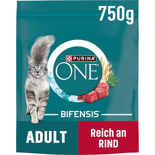 PURINA ONE BIFENSIS Adult Katzenfutter trocken, reich an Rind, 6er Pack (6 x 750g) von PURINA ONE