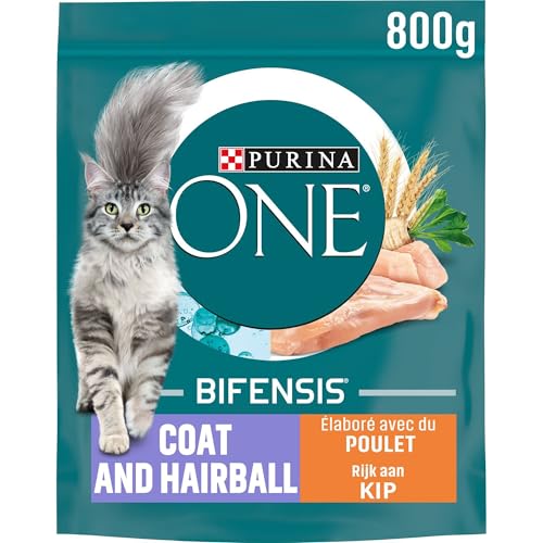 PURINA ONE BIFENSIS COAT & HAIRBALL Katzenfutter trocken, reich an Huhn, 6er Pack (6 x 800g) von PURINA ONE