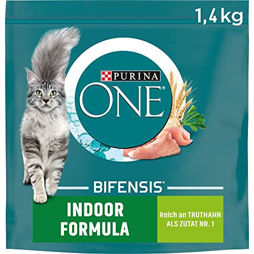 PURINA ONE BIFENSIS Indoor Formula Katzenfutter trocken für Hauskatzen, reich an Truthahn, 6er Pack (6 x 1,4kg) von Purina ONE