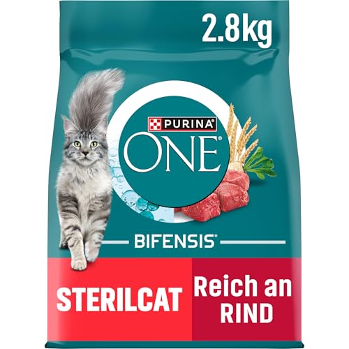 PURINA ONE BIFENSIS STERILCAT Katzenfutter trocken für sterilisierte Katzen, reich an Rind, 4er Pack (4 x 2,8kg) von Purina ONE