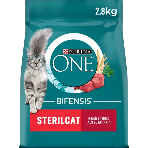 PURINA ONE BIFENSIS STERILCAT Katzenfutter trocken für sterilisierte Katzen, reich an Rind, 4er Pack (4 x 2,8kg) von Purina ONE
